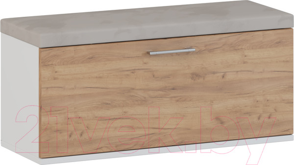 Изображение товара Тумба в прихожую Genesis Мебель Энтер 2 с мягким сиденьем (белый/дуб золотой)