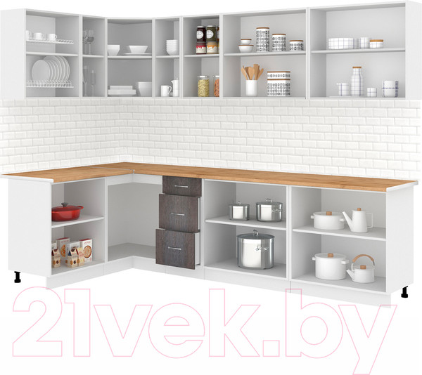 Изображение товара Кухонный гарнитур Кортекс-мебель Корнелия Лира 1.5x2.9 (дуб сонома/королевский опал)