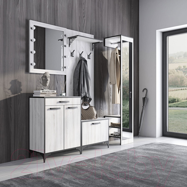 Изображение товара Секция в прихожую Genesis Мебель Энтер Loft с зеркалом (дуб золотой)