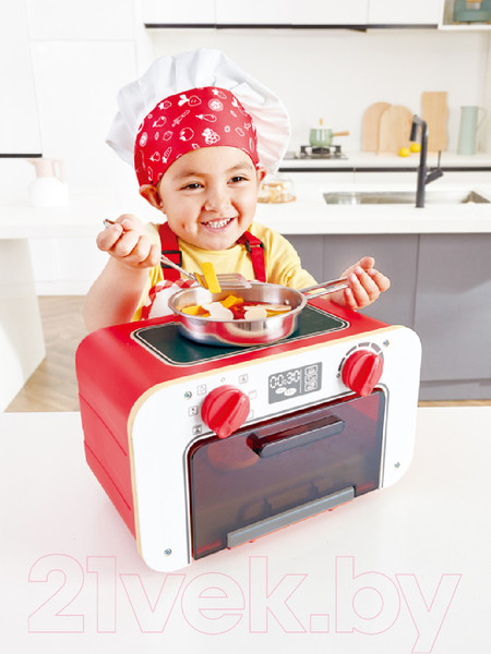 Изображение товара Духовой шкаф игрушечный Hape Духовка, плита, набор игрушечных продуктов 3 в 1 / E3183_HP
