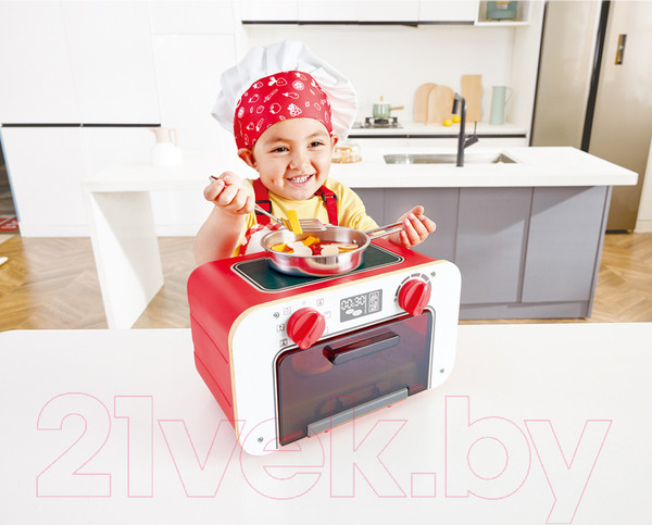 Изображение товара Духовой шкаф игрушечный Hape Духовка, плита, набор игрушечных продуктов 3 в 1 / E3183_HP