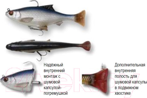 Изображение товара Мягкая приманка Savage Gear 3D Roach Pulsetail S Rudd / 63720 (2шт)