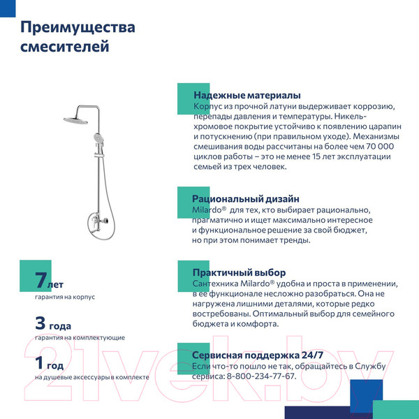 Изображение товара Душевая система со смесителем Milardo Rora RORSB4FM06