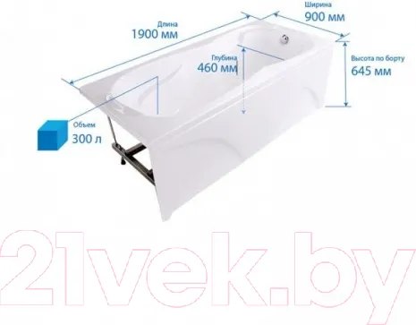 Изображение товара Ванна акриловая Triton Персей 190x90 Комфорт Flat (с гидромассажем)