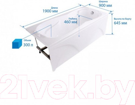 Изображение товара Ванна акриловая Triton Персей 190x90 Люкс Flat (с гидромассажем)