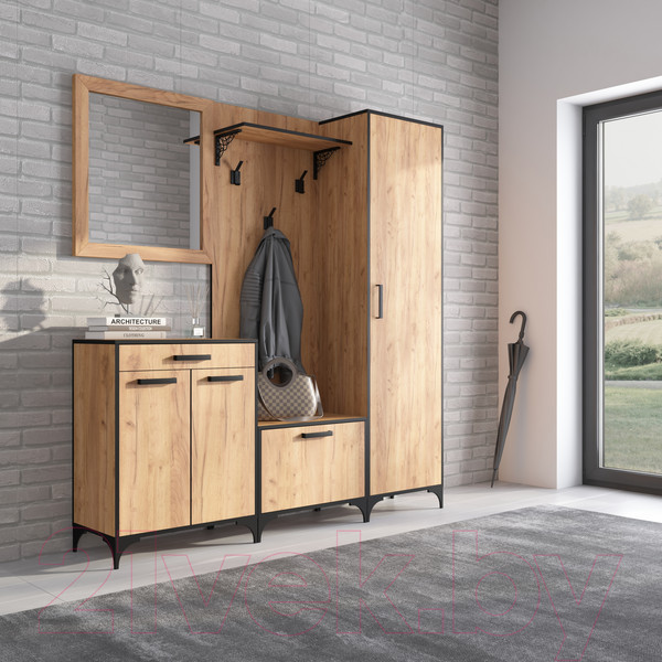 Изображение товара Тумба в прихожую Genesis Мебель Энтер Loft малая (дуб золотой)