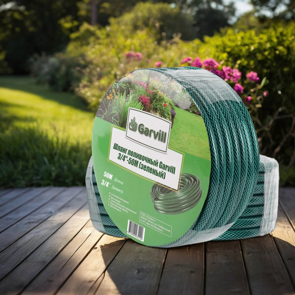 Изображение товара Шланг поливочный Garvill 3/4"-50М (зеленый)