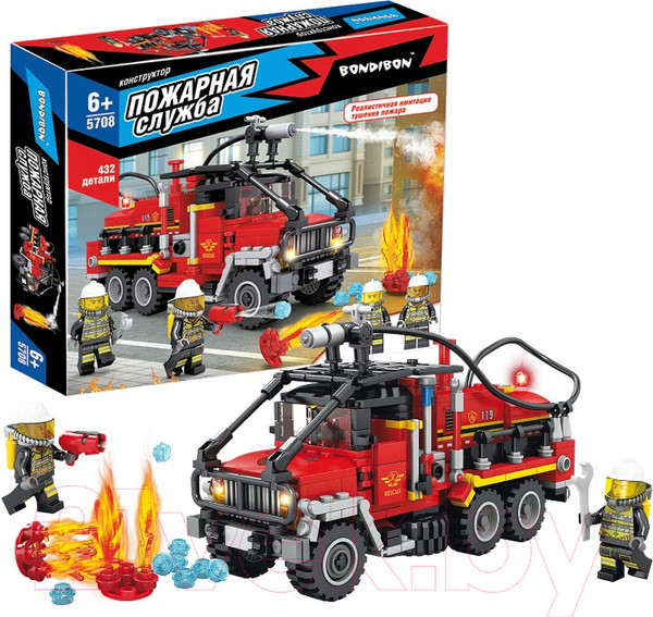 Изображение товара Конструктор Bondibon Пожарная Служба. Пожарная машина / ВВ5708 (432эл)