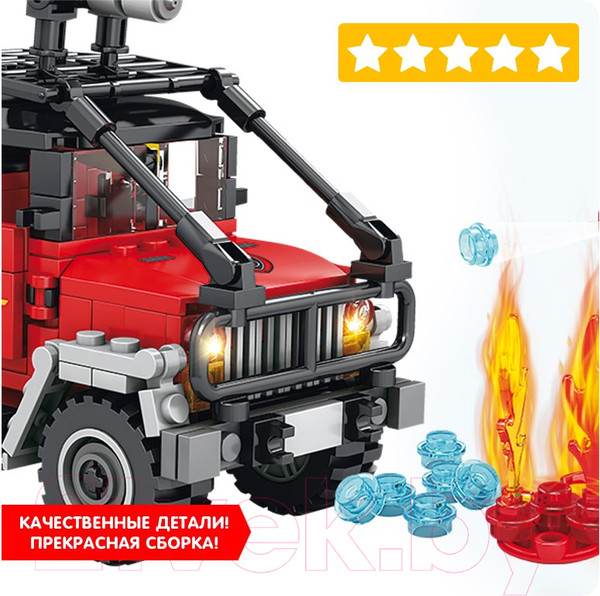 Изображение товара Конструктор Bondibon Пожарная Служба. Пожарная машина / ВВ5708 (432эл)