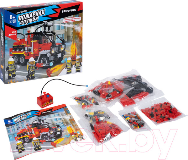 Изображение товара Конструктор Bondibon Пожарная Служба. Пожарная машина / ВВ5708 (432эл)