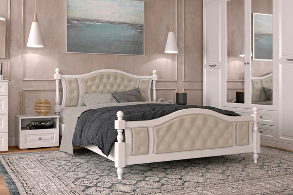 Изображение товара Полуторная кровать Bravo Мебель Жасмин 140x200 (белый античный)