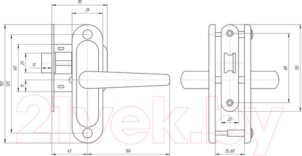 Изображение товара Защелка врезная Птимаш ЗЩ1.45 (хром)