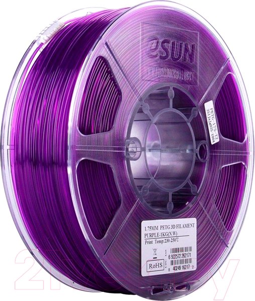 Изображение товара Пластик для 3D-печати eSUN PETG / PETG175Z1 (1.75мм, 1кг, прозрачный пурпурный)