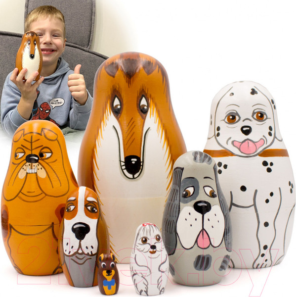 Изображение товара Матрешка сувенирная Брестская Фабрика Сувениров Собаки разных пород / 7117