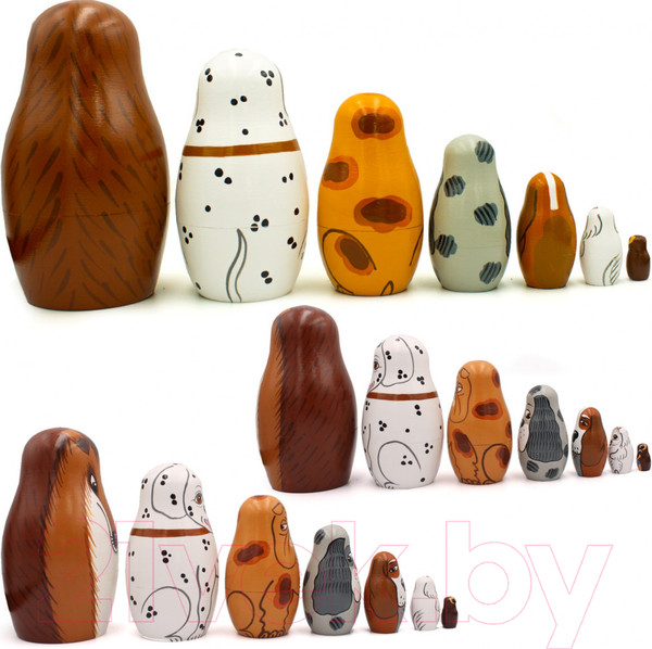 Изображение товара Матрешка сувенирная Брестская Фабрика Сувениров Собаки разных пород / 7117