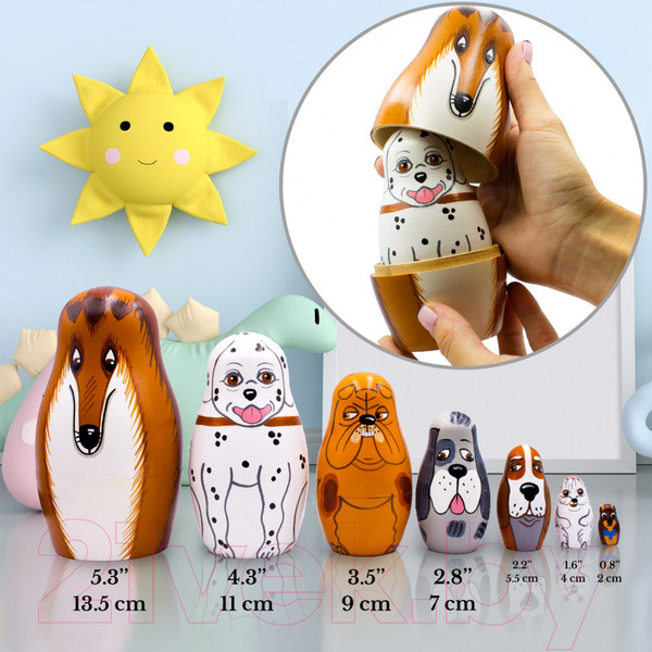 Изображение товара Матрешка сувенирная Брестская Фабрика Сувениров Собаки разных пород / 7117