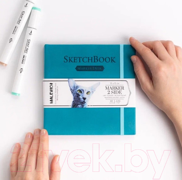 Изображение товара Скетчбук Малевичъ 401143 (40л, бирюзовый)
