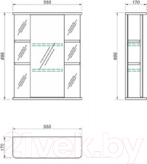 Изображение товара Шкаф с зеркалом для ванной Какса-А Гиро 55