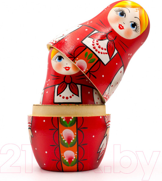 Изображение товара Матрешка сувенирная Брестская Фабрика Сувениров В зеленом сарафане и красном платке / 7012