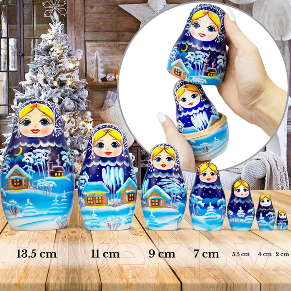 Изображение товара Матрешка сувенирная Брестская Фабрика Сувениров Русские рождественские матрешки / 7330