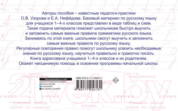 Изображение товара Учебное пособие АСТ Таблицы по русскому языку. Все виды разбора (Узорова О.В., Нефедова Е.А.)