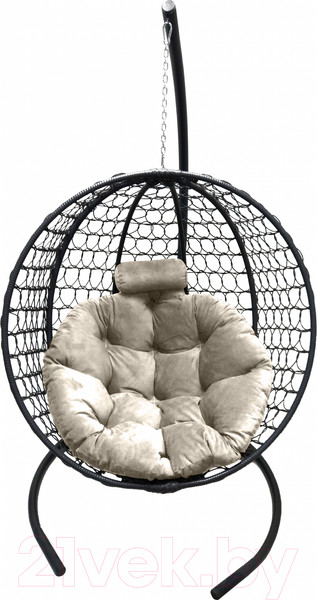 Изображение товара Кресло подвесное Craftmebelby Кокон Круглый премиум (черный/бежевый)