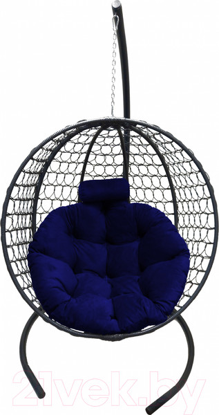 Изображение товара Кресло подвесное Craftmebelby Кокон Круглый Премиум (графит/синий)