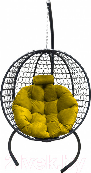 Изображение товара Кресло подвесное Craftmebelby Кокон Круглый Премиум (графит/желтый)