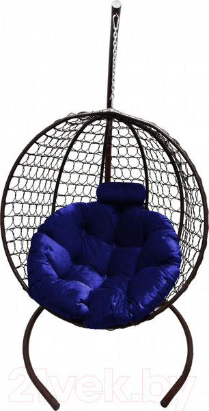 Изображение товара Кресло подвесное Craftmebelby Кокон Круглый премиум (коричневый/синий)