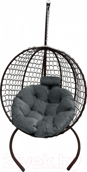 Изображение товара Кресло подвесное Craftmebelby Кокон Круглый премиум (коричневый/серый)