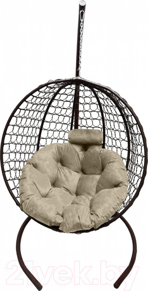 Изображение товара Кресло подвесное Craftmebelby Кокон Круглый Премиум (коричневый/бежевый)