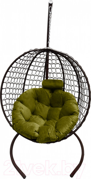 Изображение товара Кресло подвесное Craftmebelby Кокон Круглый Премиум (коричневый/зеленый)