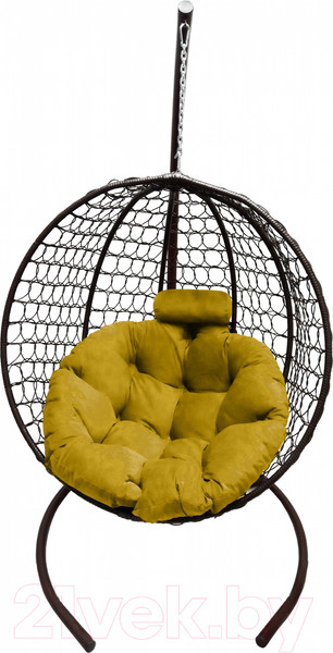 Изображение товара Кресло подвесное Craftmebelby Кокон Круглый Премиум (коричневый/желтый)