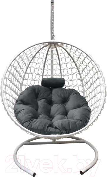 Изображение товара Кресло подвесное Craftmebelby Кокон Круглый Премиум (белый/серый)