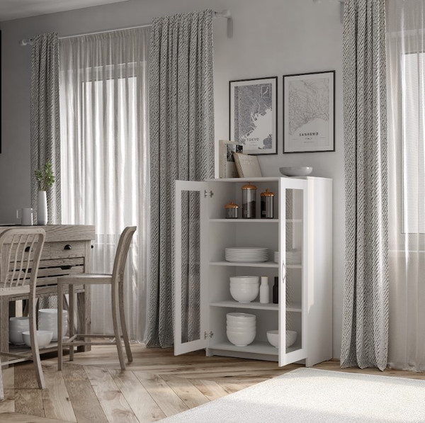 Изображение товара Тумба Mio Tesoro Сириус 2 двери со стеклом 78x123 2.02.03.390.1 (белый)