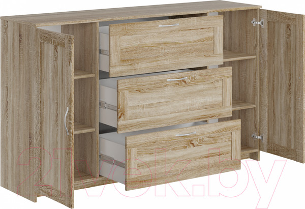 Изображение товара Тумба Mio Tesoro Сириус 2 двери и 3 ящика 156x95 / 2.02.03.290.3 (дуб сонома)