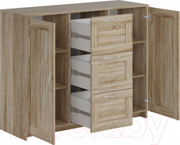 Изображение товара Тумба Mio Tesoro Сириус 2 двери и 3 ящика 117x95 2.02.03.340.3 (дуб сонома)