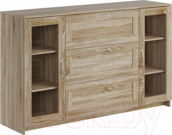 Изображение товара Тумба Mio Tesoro Сириус 2 двери со стеклом 156x95 2.02.03.370.3 (дуб сонома)