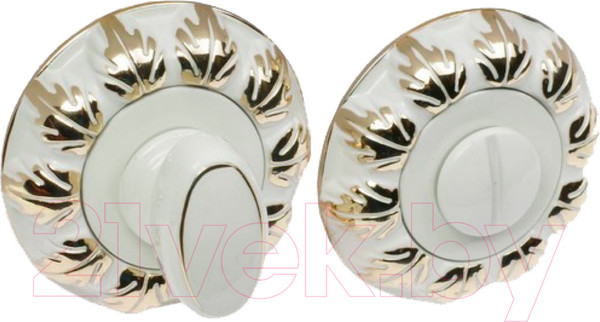 Изображение товара Фиксатор дверной защелки Ренц INBK 10 W/GP (белый/латунь блестящая)