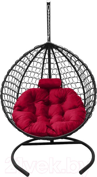 Изображение товара Кресло подвесное Craftmebelby Кокон Капля Премиум (черный/алый)