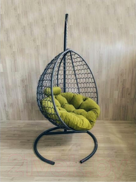Изображение товара Кресло подвесное Craftmebelby Кокон Капля Премиум (черный/зеленый)