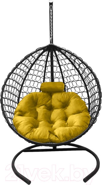 Изображение товара Кресло подвесное Craftmebelby Кокон Капля Премиум (черный/желтый)