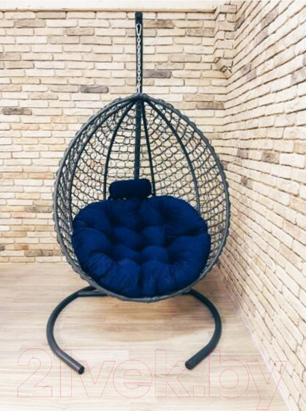 Изображение товара Кресло подвесное Craftmebelby Кокон Капля Премиум (черный/синий)