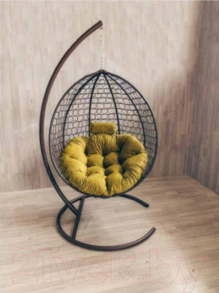 Изображение товара Кресло подвесное Craftmebelby Кокон Капля Премиум (коричневый/желтый)