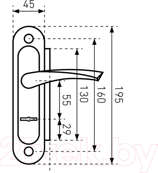Изображение товара Ручка дверная Птимаш 14606 к ЗВ9-4.07 (бронза)