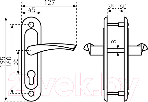 Изображение товара Ручка дверная Птимаш 13663 к ЗВ4-3.07 (черный)