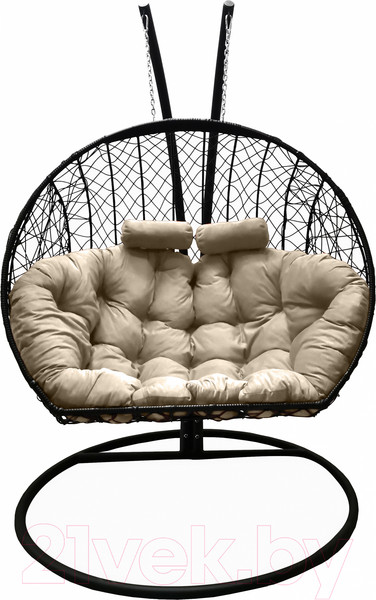 Изображение товара Кресло подвесное Craftmebelby Кокон Двойной (черный/бежевый)