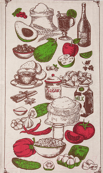 Изображение товара Набор полотенец Лен наш Рецепты недели 152269 (34x61, бежевый/коричневый)