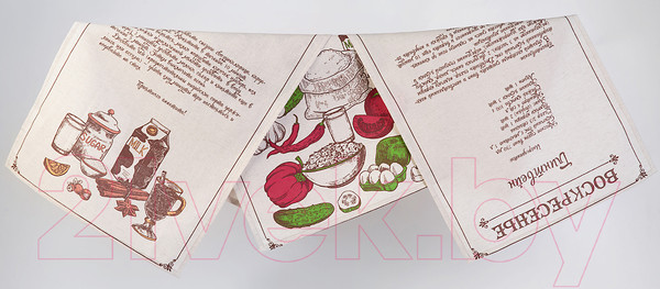 Изображение товара Набор полотенец Лен наш Рецепты недели 152269 (34x61, бежевый/коричневый)