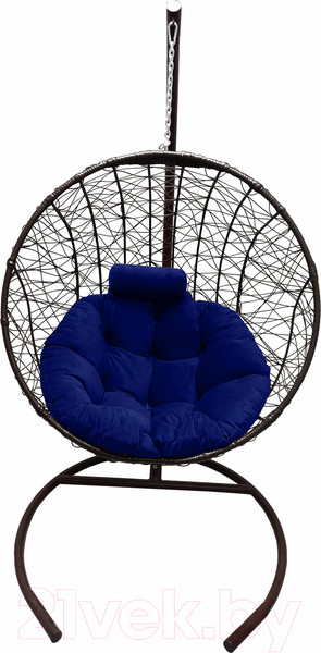 Изображение товара Кресло подвесное Craftmebelby Кокон Круглый стандарт (коричневый/синий)